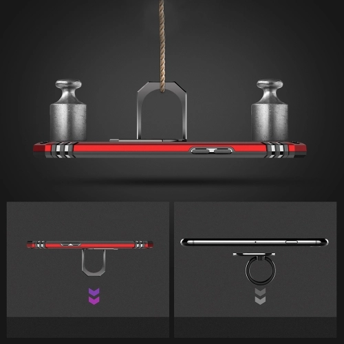 Oppo Reno 4 Lite Kılıf Silikon Zırhlı Standlı Yüzüklü Mıknatıslı Tank Kapak - Rose Gold