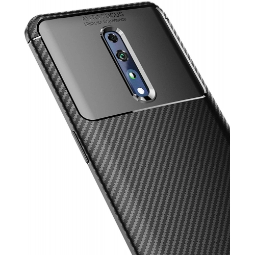 Oppo Reno Z Kılıf Silikon Parmak İzi Bırakmayan Karbon Soft Negro Kapak - Siyah