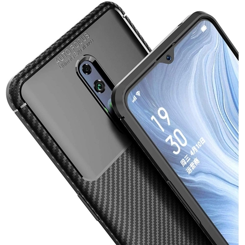 Oppo Reno Z Kılıf Silikon Parmak İzi Bırakmayan Karbon Soft Negro Kapak - Lacivert