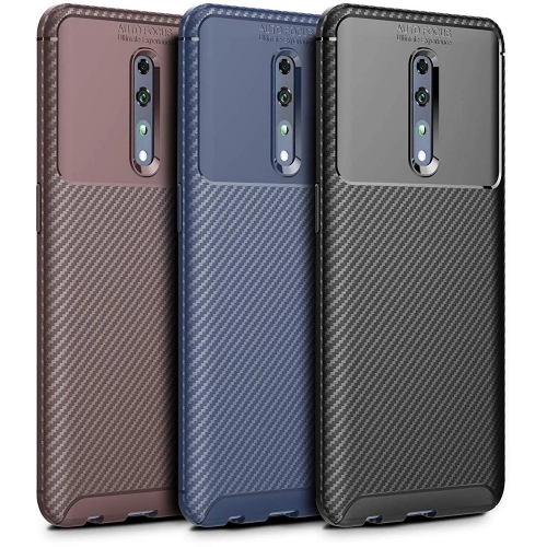 Oppo Reno Z Kılıf Silikon Parmak İzi Bırakmayan Karbon Soft Negro Kapak - Lacivert