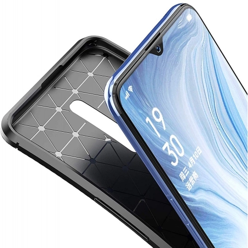 Oppo Reno Z Kılıf Silikon Parmak İzi Bırakmayan Karbon Soft Negro Kapak - Lacivert