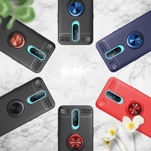 Oppo RX17 Pro Kılıf Renkli Silikon Yüzüklü Standlı Auto Focus Ravel Kapak - Siyah