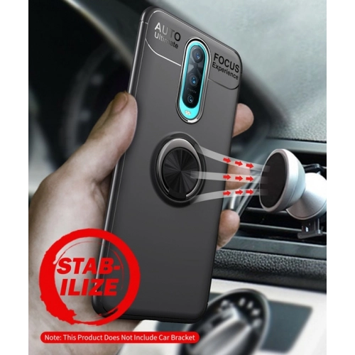 Oppo RX17 Pro Kılıf Renkli Silikon Yüzüklü Standlı Auto Focus Ravel Kapak - Siyah