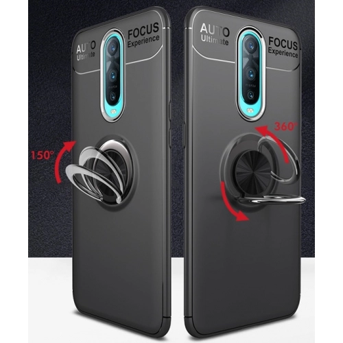 Oppo RX17 Pro Kılıf Renkli Silikon Yüzüklü Standlı Auto Focus Ravel Kapak - Mavi