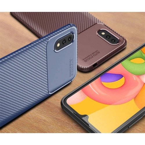 Samsung Galaxy A01 Kılıf Silikon Parmak İzi Bırakmayan Karbon Soft Negro Kapak - Lacivert