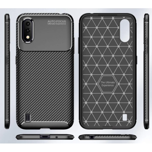 Samsung Galaxy A01 Kılıf Silikon Parmak İzi Bırakmayan Karbon Soft Negro Kapak - Siyah