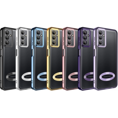 Samsung Galaxy A04s Kılıf Kamera Lens Korumalı Şeffaf Renkli Logo Gösteren Parlak Kapak - Rose Gold