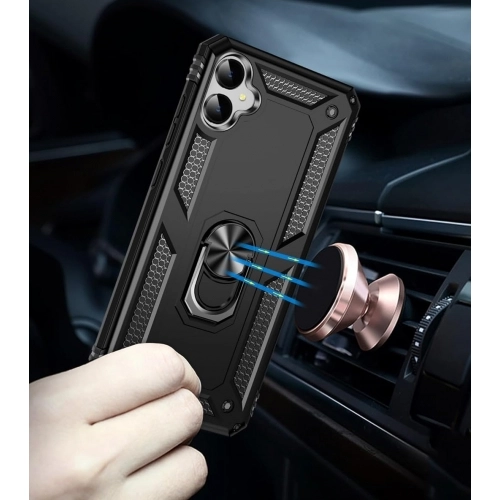 Samsung Galaxy A05 Kılıf Silikon Zırhlı Standlı Yüzüklü Mıknatıslı Tank Kapak - Kırmızı