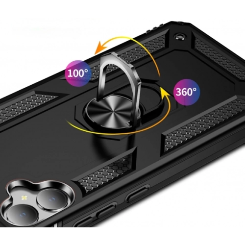 Samsung Galaxy A05 Kılıf Silikon Zırhlı Standlı Yüzüklü Mıknatıslı Tank Kapak - Mavi