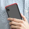 Samsung Galaxy A10 Kılıf 3 Parçalı 360 Tam Korumalı Rubber AYS Kapak  - Kırmızı - Siyah