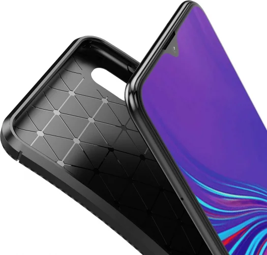 Samsung Galaxy A10 Kılıf Karbon Serisi Mat Fiber Silikon Negro Kapak - Lacivert
