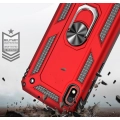 Samsung Galaxy A10 Kılıf Silikon Zırhlı Standlı Yüzüklü Mıknatıslı Tank Kapak - Kırmızı