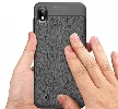Samsung Galaxy A10 Kılıf Deri Görünümlü Parmak İzi Bırakmaz Niss Silikon - Siyah