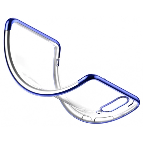 Samsung Galaxy A10s Kılıf Renkli Köşeli Lazer Şeffaf Esnek Silikon - Mavi