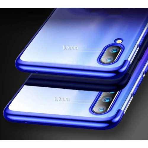 Samsung Galaxy A10s Kılıf Renkli Köşeli Lazer Şeffaf Esnek Silikon - Mavi