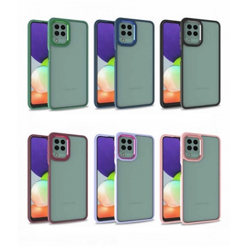 Samsung Galaxy A12 Kılıf Electro Silikon Renkli Flora Kapak - Kırmızı