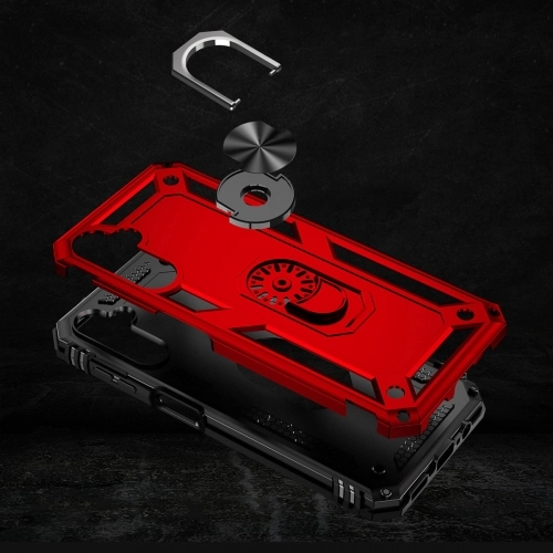 Samsung Galaxy A14 Kılıf Silikon Zırhlı Standlı Yüzüklü Mıknatıslı Tank Kapak - Siyah