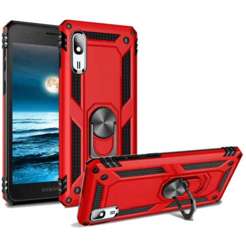 Samsung Galaxy A2 Core Kılıf Silikon Zırhlı Standlı Yüzüklü Mıknatıslı Tank Kapak - Gold