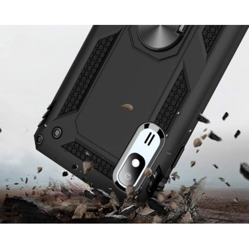 Samsung Galaxy A2 Core Kılıf Silikon Zırhlı Standlı Yüzüklü Mıknatıslı Tank Kapak - Siyah