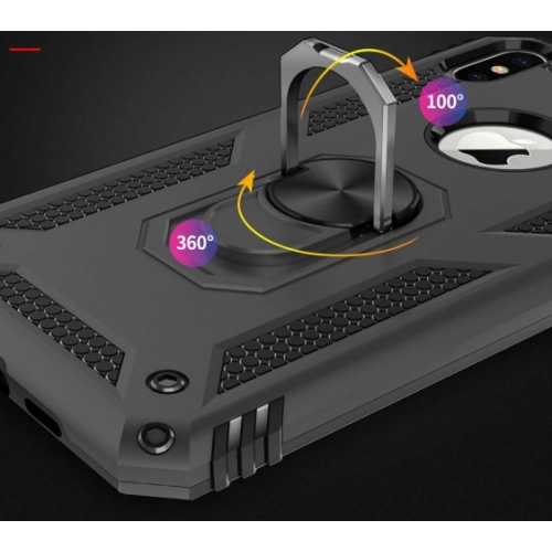 Samsung Galaxy A2 Core Kılıf Silikon Zırhlı Standlı Yüzüklü Mıknatıslı Tank Kapak - Gold