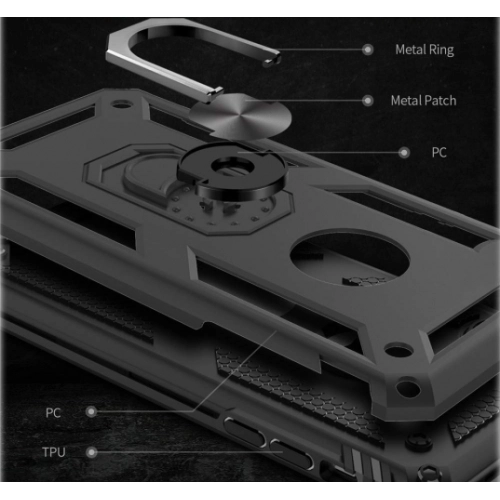 Samsung Galaxy A2 Core Kılıf Silikon Zırhlı Standlı Yüzüklü Mıknatıslı Tank Kapak - Kırmızı