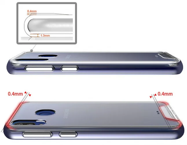 Samsung Galaxy A20 Kılıf Clear Guard Serisi Gard Kapak - Şeffaf