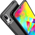 Samsung Galaxy A20 Kılıf Silikon Parmak İzi Bırakmayan Karbon Soft Negro Kapak - Siyah