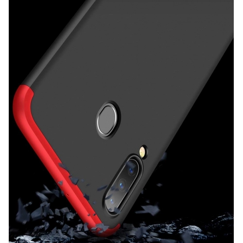 Samsung Galaxy A20s Kılıf 3 Parçalı 360 Tam Korumalı Rubber AYS Kapak - Kırmızı - Siyah