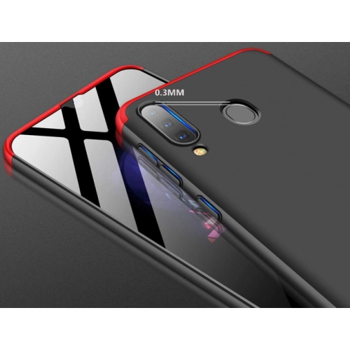 Samsung Galaxy A20s Kılıf 3 Parçalı 360 Tam Korumalı Rubber AYS Kapak - Kırmızı - Siyah