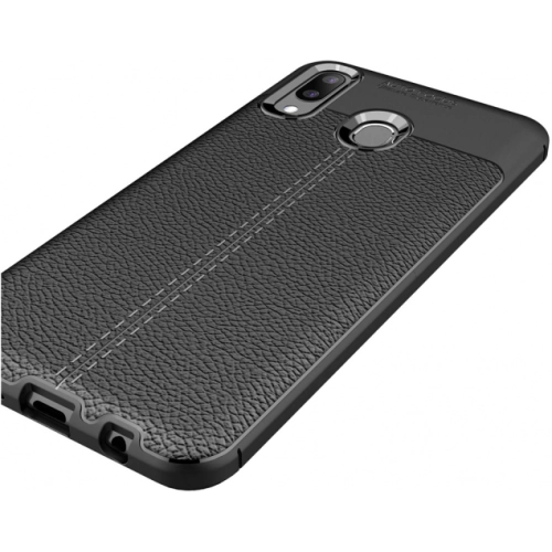 Samsung Galaxy A20s Kılıf Deri Görünümlü Lüks Parmak İzi Bırakmaz Niss Silikon Kapak - Lacivert