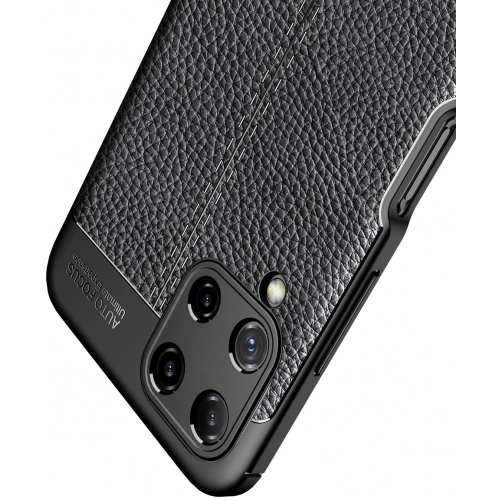 Samsung Galaxy A22 Kılıf Deri Görünümlü Lüks Parmak İzi Bırakmaz Niss Silikon Kapak - Siyah