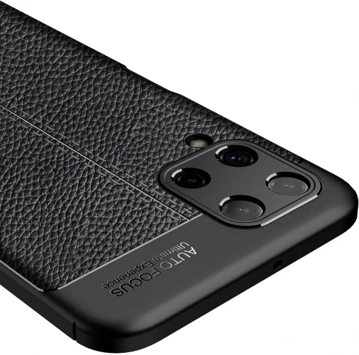 Samsung Galaxy A22 Kılıf Deri Görünümlü Parmak İzi Bırakmaz Niss Silikon - Lacivert