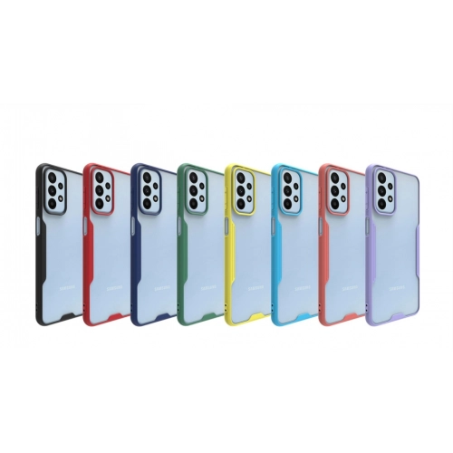 Samsung Galaxy A23 Kılıf Renkli Silikon Kamera Lens Korumalı Şeffaf Parfe Kapak - Mavi