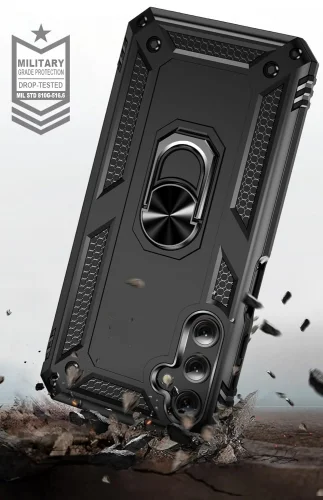 Samsung Galaxy A25 Kılıf Zırhlı Standlı Mıknatıslı Tank Kapak - Siyah