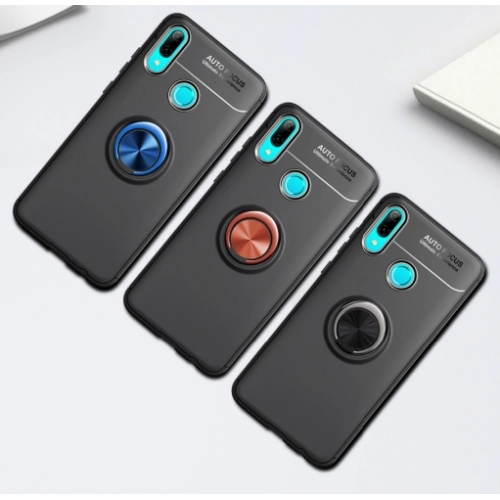 Samsung Galaxy A30 Kılıf Renkli Silikon Yüzüklü Standlı Auto Focus Ravel Kapak - Mavi