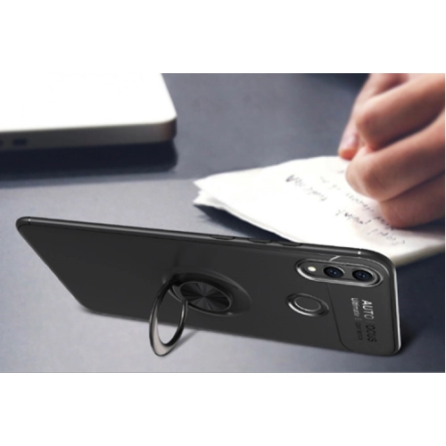 Samsung Galaxy A30 Kılıf Renkli Silikon Yüzüklü Standlı Auto Focus Ravel Kapak - Mavi