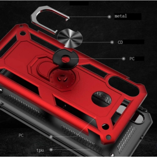 Samsung Galaxy A30 Kılıf Silikon Zırhlı Standlı Yüzüklü Mıknatıslı Tank Kapak - Lacivert