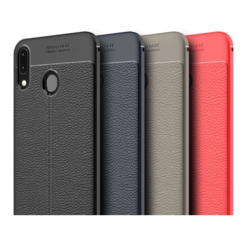 Samsung Galaxy A30 Kılıf Deri Görünümlü Lüks Parmak İzi Bırakmaz Niss Silikon Kapak - Lacivert