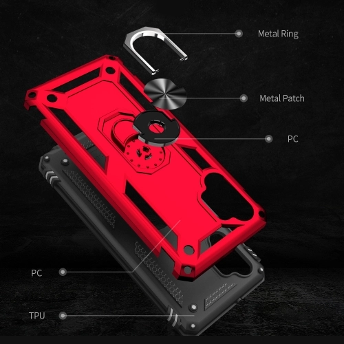 Samsung Galaxy A32 4G Kılıf Silikon Zırhlı Standlı Yüzüklü Mıknatıslı Tank Kapak - Gold