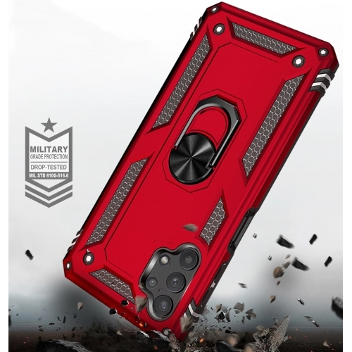 Samsung Galaxy A32 4G Kılıf Silikon Zırhlı Standlı Yüzüklü Mıknatıslı Tank Kapak - Siyah