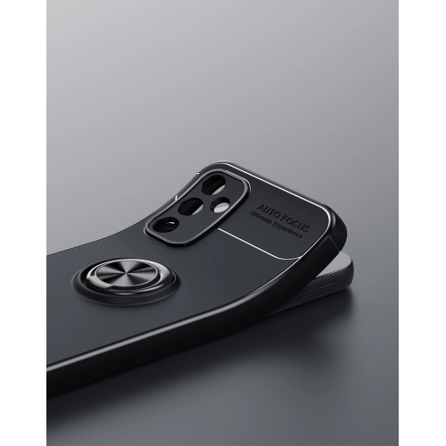 Samsung Galaxy A34 Kılıf Renkli Silikon Yüzüklü Standlı Auto Focus Ravel Kapak - Siyah