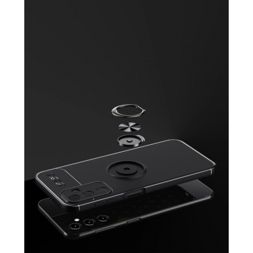 Samsung Galaxy A34 Kılıf Renkli Silikon Yüzüklü Standlı Auto Focus Ravel Kapak - Siyah