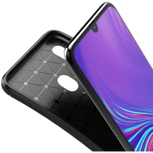 Samsung Galaxy A40 Kılıf Silikon Parmak İzi Bırakmayan Karbon Soft Negro Kapak - Lacivert