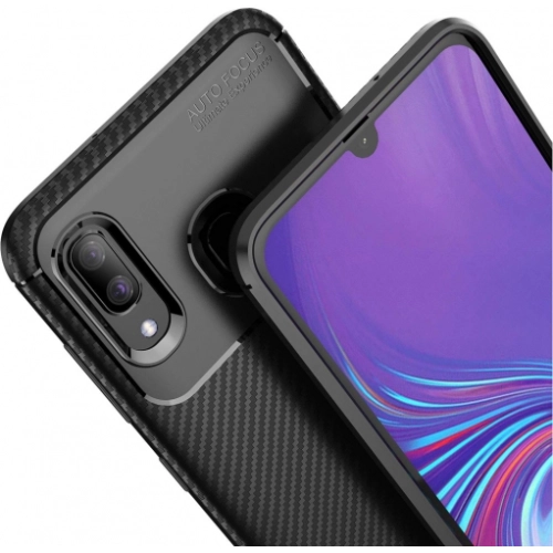 Samsung Galaxy A40 Kılıf Silikon Parmak İzi Bırakmayan Karbon Soft Negro Kapak - Lacivert