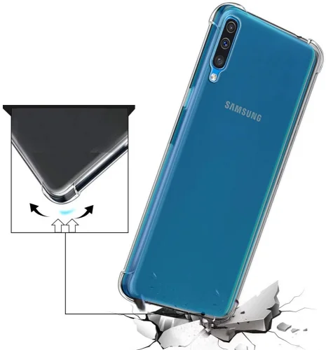 Samsung Galaxy A50 Kılıf Köşe Korumalı Airbag Şeffaf Silikon Anti-Shock