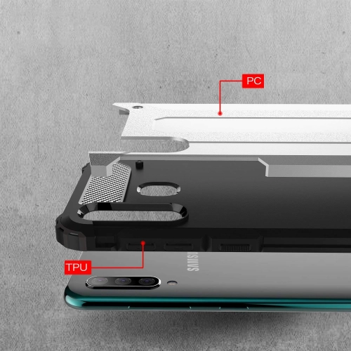 Samsung Galaxy A50 Kılıf Zırhlı Tank Crash Silikon Kapak - Gri