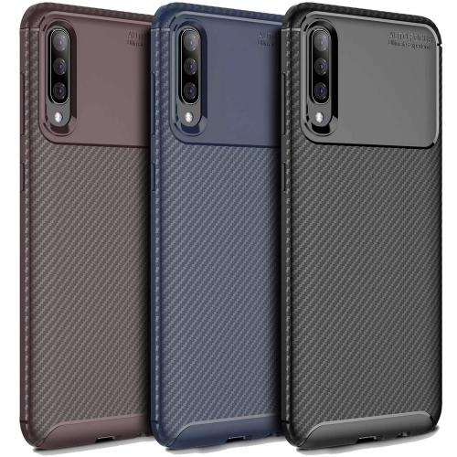 Samsung Galaxy A50 Kılıf Silikon Parmak İzi Bırakmayan Karbon Soft Negro Kapak - Lacivert