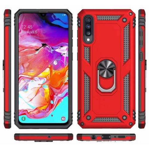 Samsung Galaxy A50 Kılıf Silikon Zırhlı Standlı Yüzüklü Mıknatıslı Tank Kapak - Gri