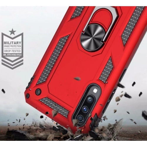 Samsung Galaxy A50 Kılıf Silikon Zırhlı Standlı Yüzüklü Mıknatıslı Tank Kapak - Gri