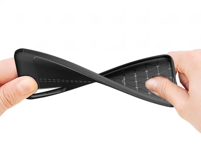 Samsung Galaxy A50 Kılıf Deri Görünümlü Parmak İzi Bırakmaz Niss Silikon - Siyah